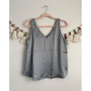 Loft Grey Silky Slip Sleeveless Tank Top Dainty Feminine Coquette Careerwear S